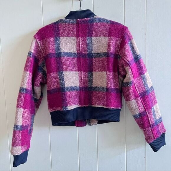 House of Harlow Women's Plaid Wool Blend Cropped Bomber Jacket NWT - Picture 5 of 9
